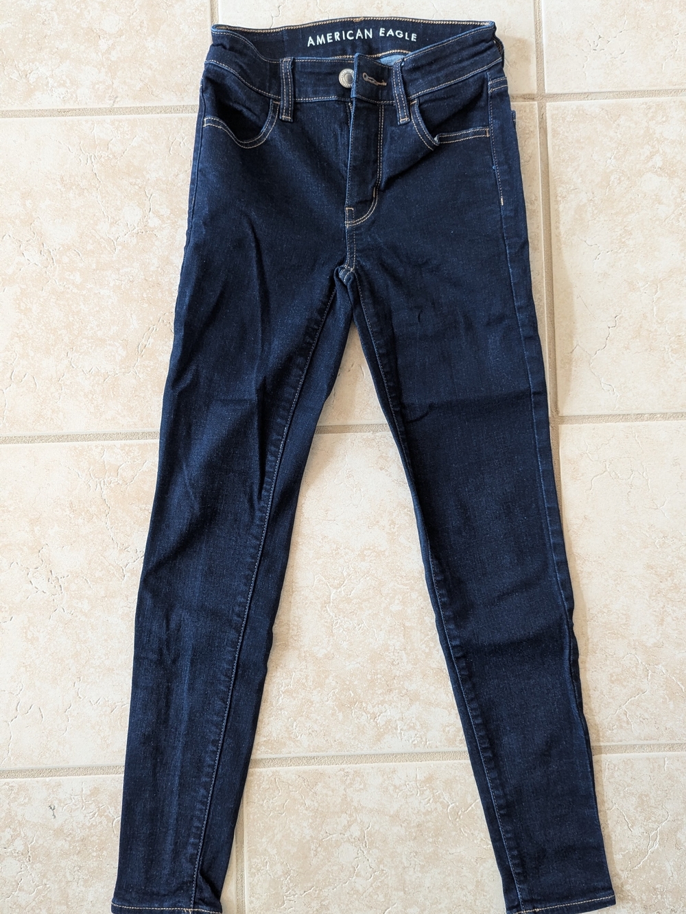High Rise American Eagle Outfitters Navy Skinny Jeans